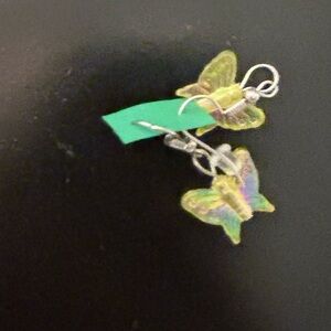 New!- NWT butterfly earrings stainless & ceramic sparkle earring pair designer
